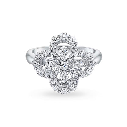 [Zalyn]LOOP RING FULL MOTIF DIAMOND 16MM SILVE