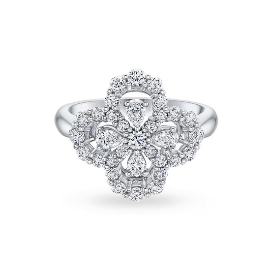 [Zalyn]LOOP RING FULL MOTIF DIAMOND 16MM SILVE