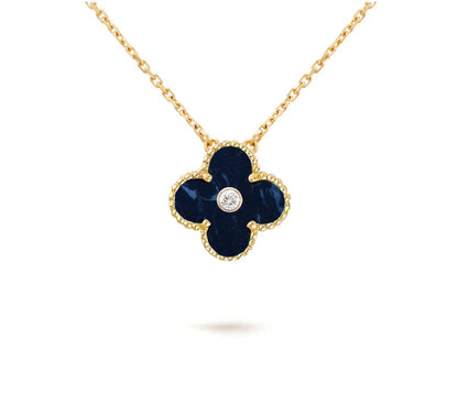 [Zalyn]15MM CLOVER FLOWER DIAMOND PENDANT NECKLACE COLLECTION