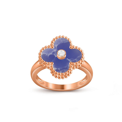[Zalyn]LUCKY CLOVER DIAMOND-ACCENT ROSE GOLD RING COLLECTION