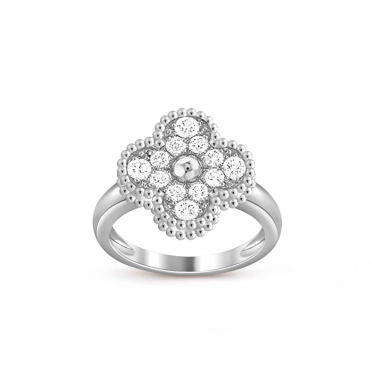 [Zalyn]LUCKY CLOVER VINTAGE WHITE GOLD RING COLLECTION