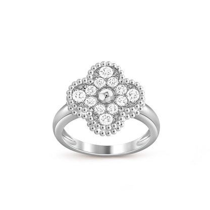 [Zalyn]LUCKY CLOVER VINTAGE WHITE GOLD RING COLLECTION