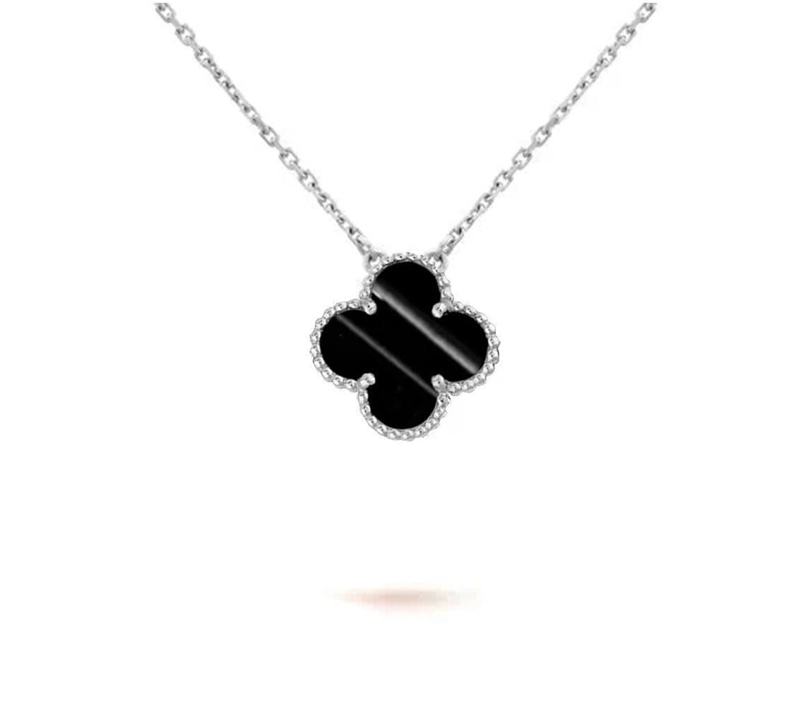 [Zalyn]15MM CLOVER FLOWER PENDANT NECKLACE WHITE GOLD COLLECTION