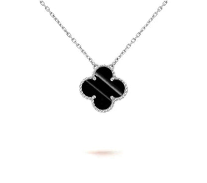 [Zalyn]15MM CLOVER FLOWER PENDANT NECKLACE WHITE GOLD COLLECTION