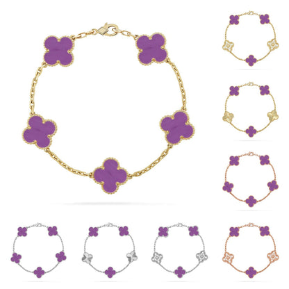[Zalyn]LUCKY CLOVER 5-MOTIF BRACELET - VIOLET COLLECTION