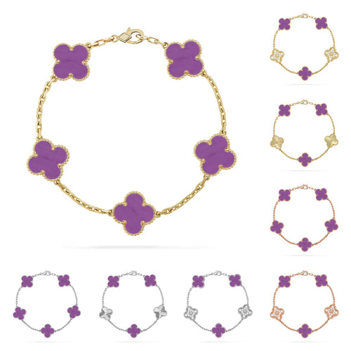 [Zalyn]LUCKY CLOVER 5-MOTIF BRACELET - VIOLET COLLECTION