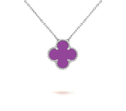 [Zalyn]15MM CLOVER FLOWER PENDANT NECKLACE WHITE GOLD COLLECTION