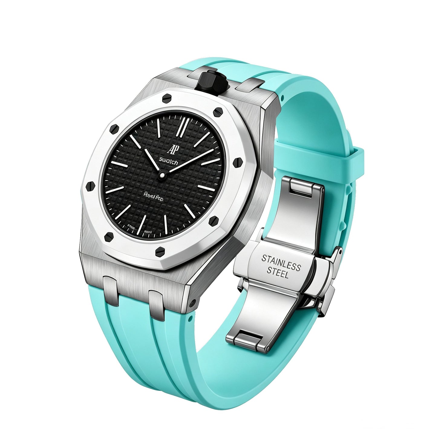 [Zalyn]Royal Oak Pop Exclusive Steel Case & Silicone Strap With Cradle