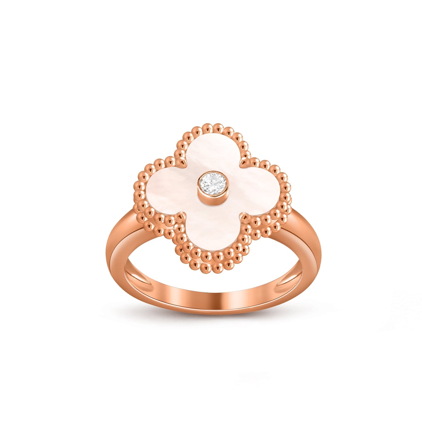[Zalyn]LUCKY CLOVER DIAMOND-ACCENT ROSE GOLD RING COLLECTION