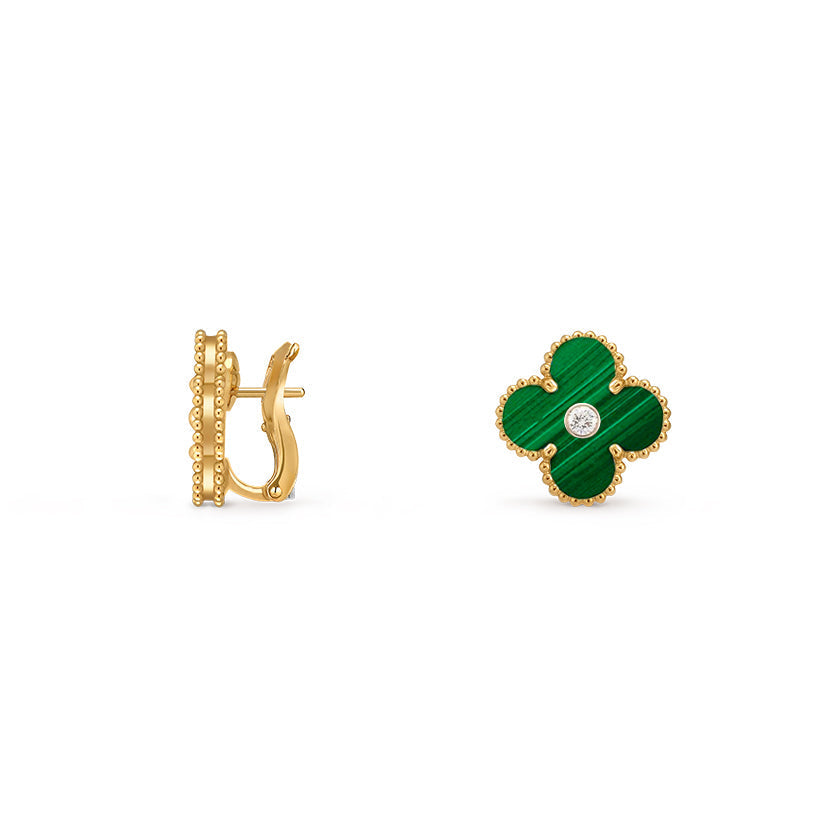 [Zalyn]15MM CLOVER FLOWER STUD EARRINGS DIAMOND-GOLD COLLECTION