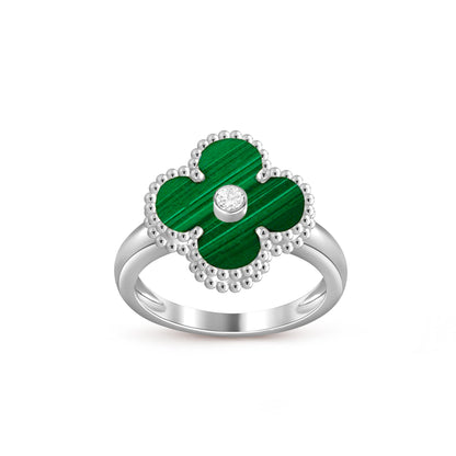 [Zalyn]LUCKY CLOVER DIAMOND-ACCENT WHITE GOLD RING COLLECTION