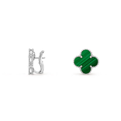 [Zalyn]15MM CLOVER FLOWER STUD EARRINGS WHITE GOLD COLLECTION