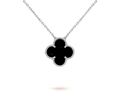 [Zalyn]15MM CLOVER FLOWER PENDANT NECKLACE WHITE GOLD COLLECTION