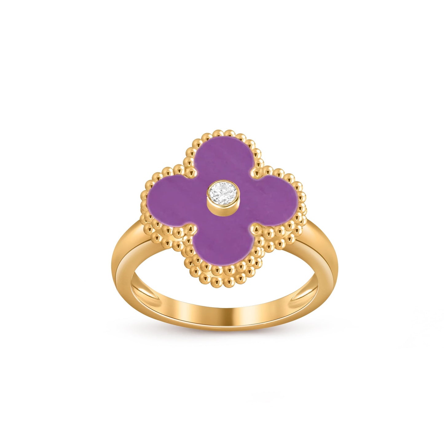 [Zalyn]LUCKY CLOVER DIAMOND-ACCENT GOLD RING COLLECTION