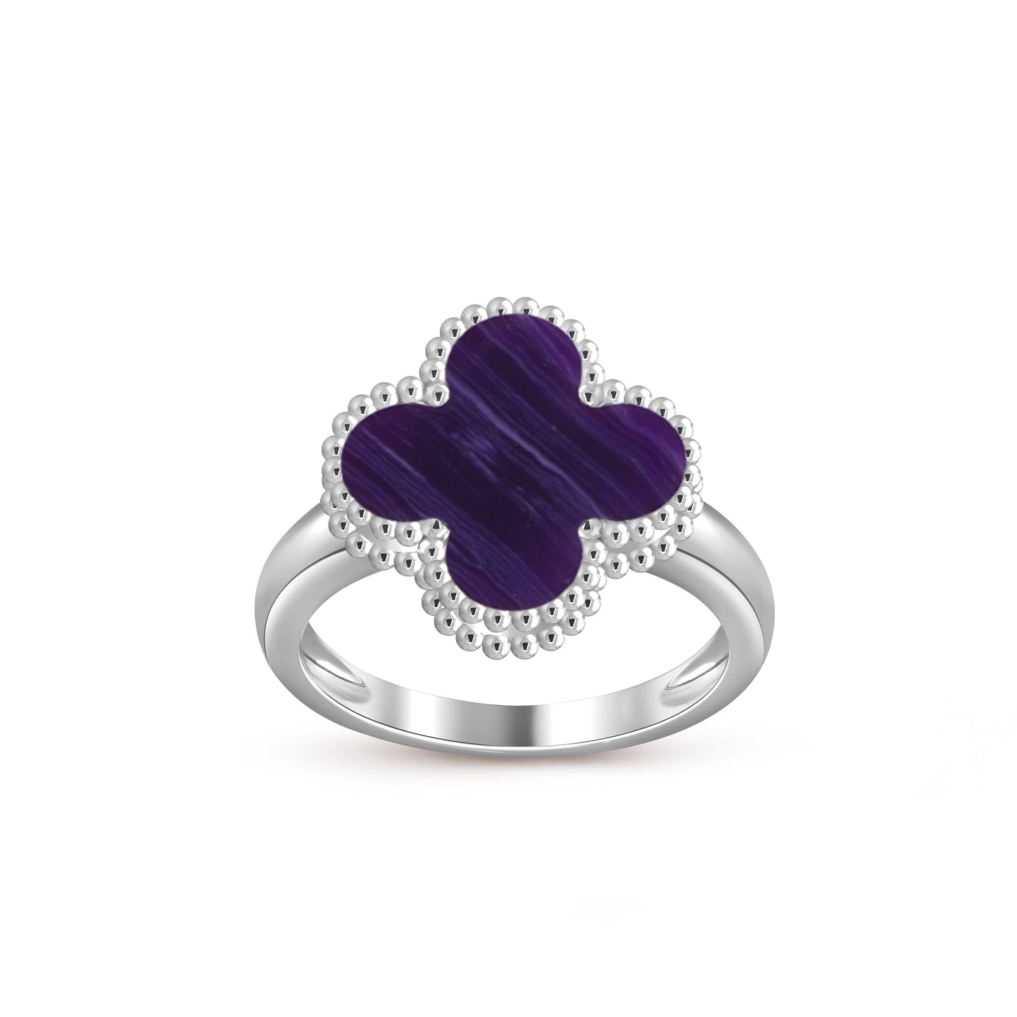 [Zalyn]LUCKY CLOVER VINTAGE WHITE GOLD RING COLLECTION