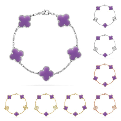 [Zalyn]LUCKY CLOVER 5-MOTIF BRACELET - LAVENDER COLLECTION
