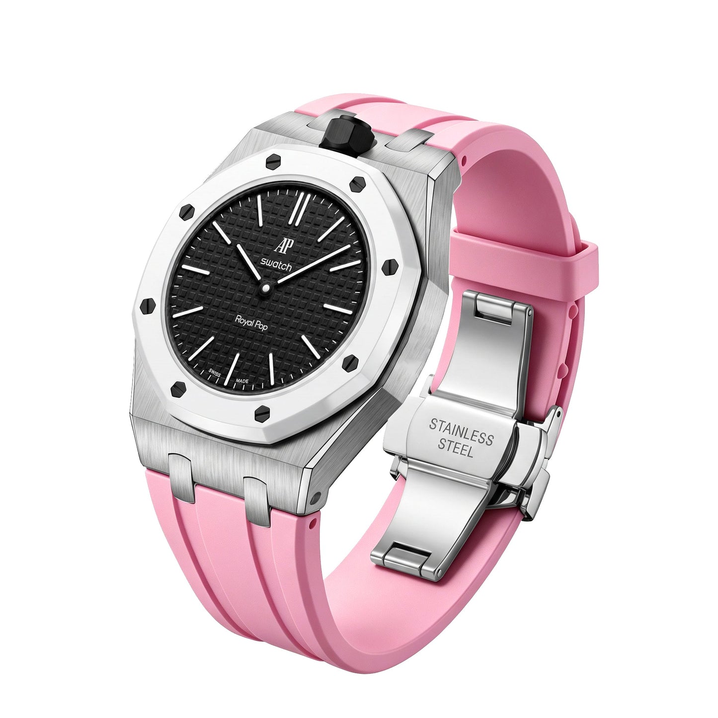 [Zalyn]Royal Oak Pop Exclusive Steel Case & Silicone Strap With Cradle