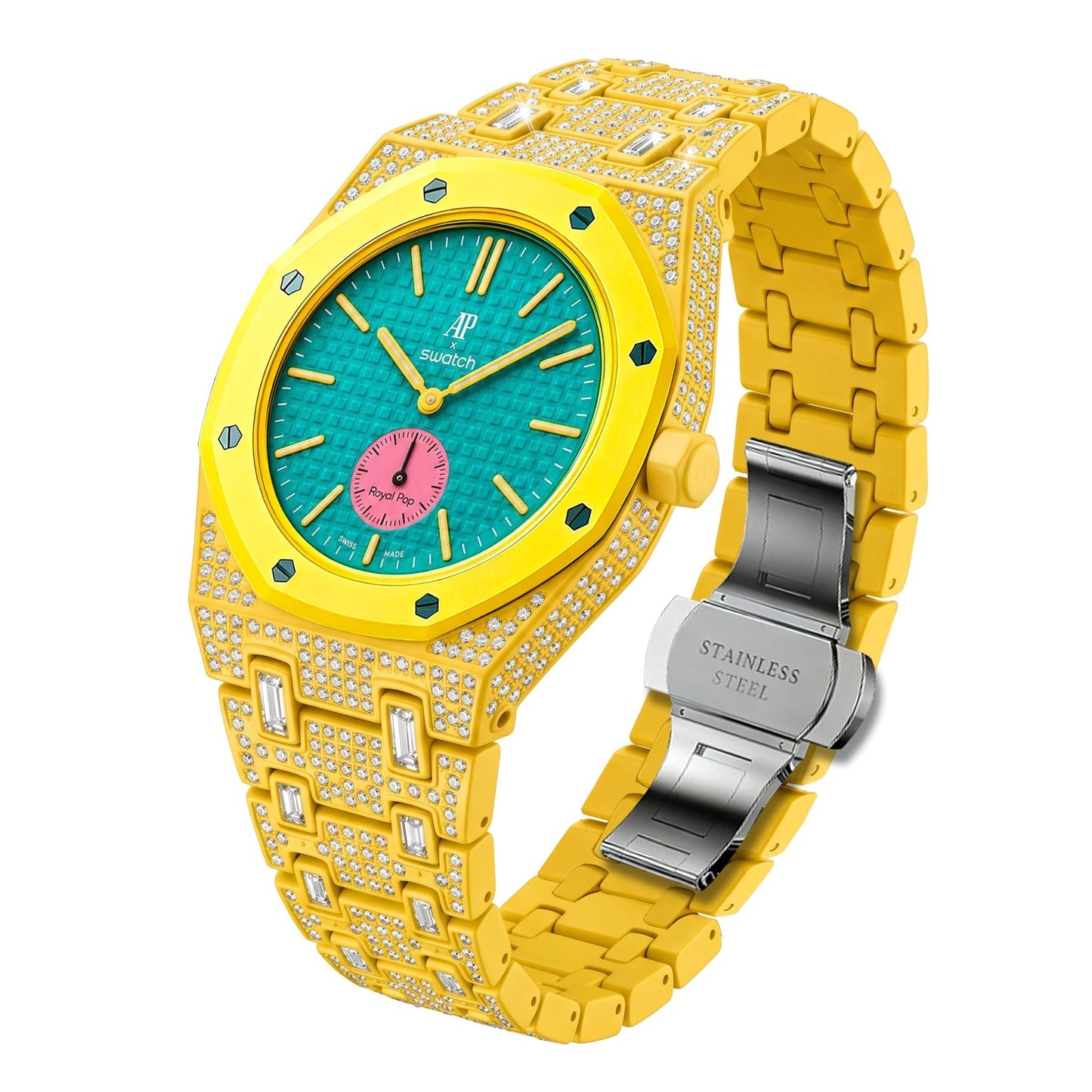 [Zalyn]Royal Oak Pop Exclusive Bioceramic Case & Bioceramic Strap Full Diamond