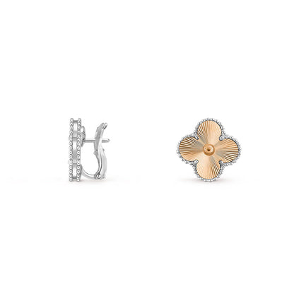 [Zalyn]15MM CLOVER FLOWER STUD EARRINGS WHITE GOLD COLLECTION