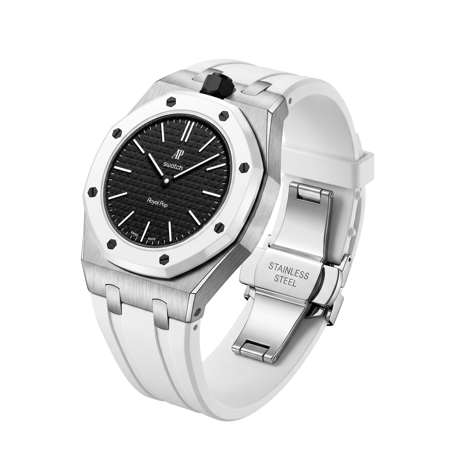 [Zalyn]Royal Oak Pop Exclusive Steel Case & Silicone Strap With Cradle