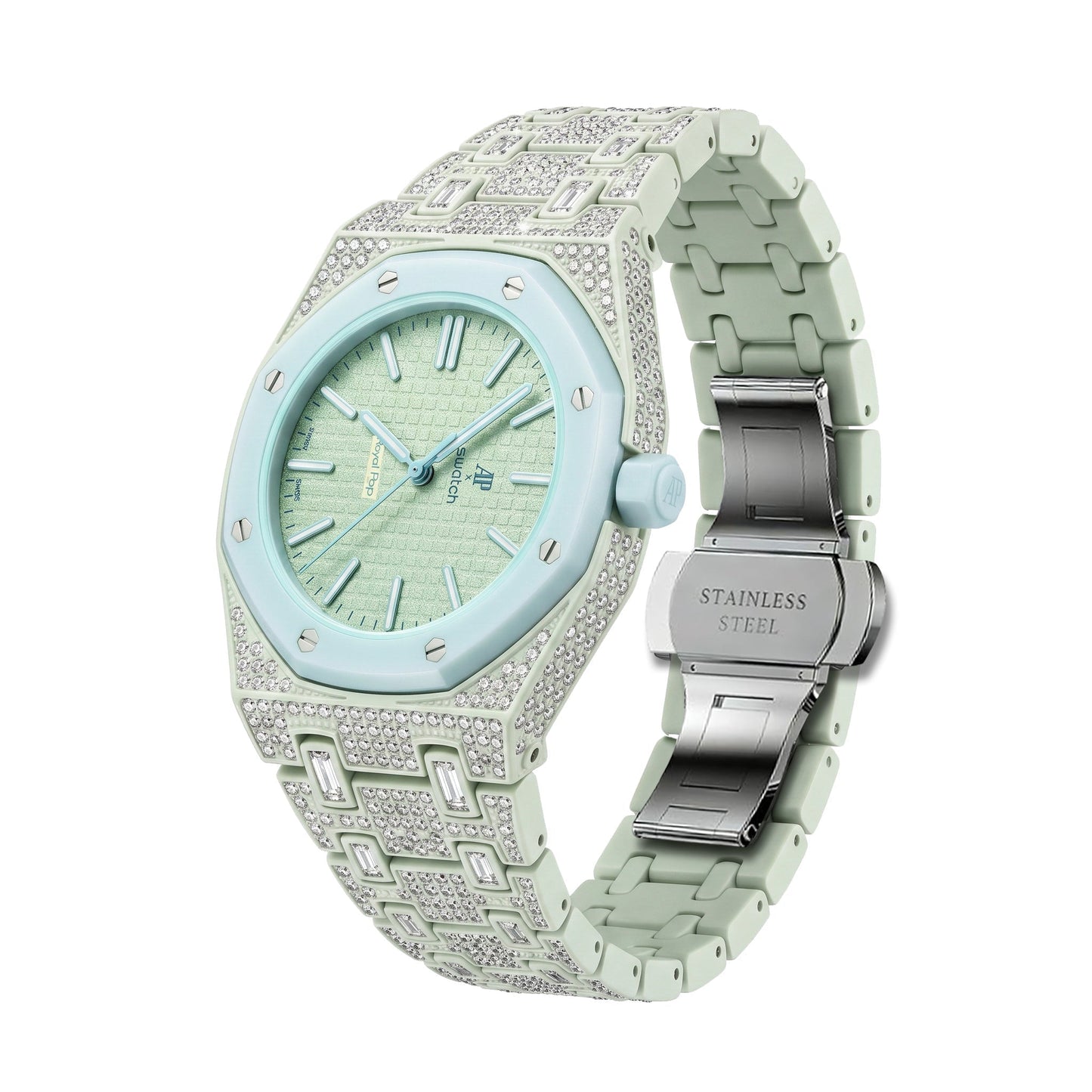 [Zalyn]Royal Oak Pop Exclusive Bioceramic Case & Bioceramic Strap Full Diamond