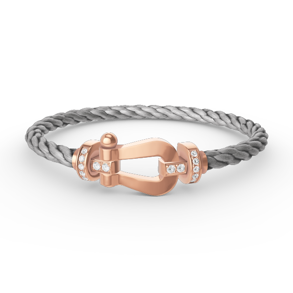 [Zalyn]FORCE LARGE HORSESHOE HALF DIAMOND BRACELET - ROSE GOLD