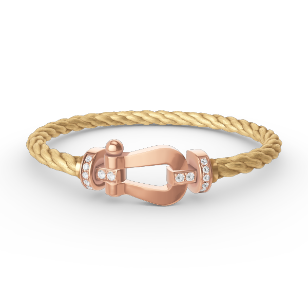 [Zalyn]FORCE LARGE HORSESHOE HALF DIAMOND BRACELET - ROSE GOLD