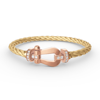 [Zalyn]FORCE LARGE HORSESHOE HALF DIAMOND BRACELET - ROSE GOLD