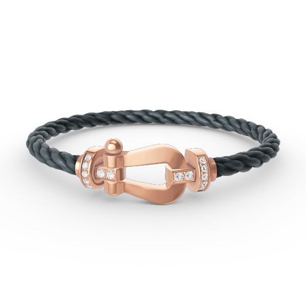[Zalyn]FORCE LARGE HORSESHOE HALF DIAMOND BRACELET - ROSE GOLD