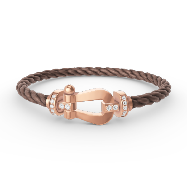 [Zalyn]FORCE LARGE HORSESHOE HALF DIAMOND BRACELET - ROSE GOLD