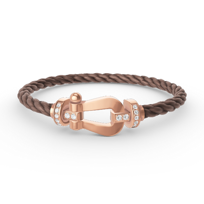 [Zalyn]FORCE LARGE HORSESHOE HALF DIAMOND BRACELET - ROSE GOLD