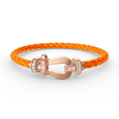 [Zalyn]FORCE LARGE HORSESHOE HALF DIAMOND BRACELET - ROSE GOLD
