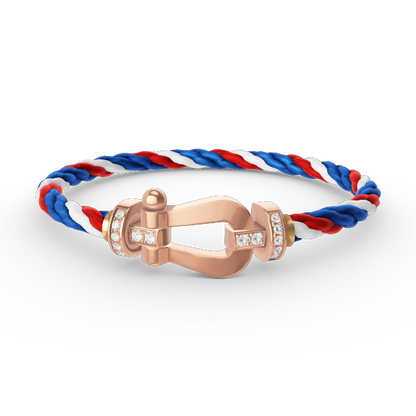 [Zalyn]FORCE LARGE HORSESHOE HALF DIAMOND BRACELET - ROSE GOLD