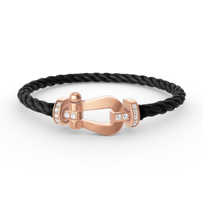 [Zalyn]FORCE LARGE HORSESHOE HALF DIAMOND BRACELET - ROSE GOLD