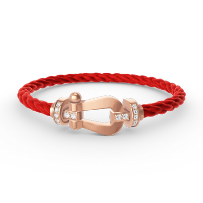 [Zalyn]FORCE LARGE HORSESHOE HALF DIAMOND BRACELET - ROSE GOLD