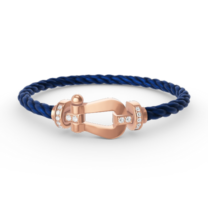[Zalyn]FORCE LARGE HORSESHOE HALF DIAMOND BRACELET - ROSE GOLD