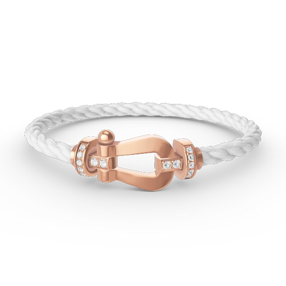 [Zalyn]FORCE LARGE HORSESHOE HALF DIAMOND BRACELET - ROSE GOLD