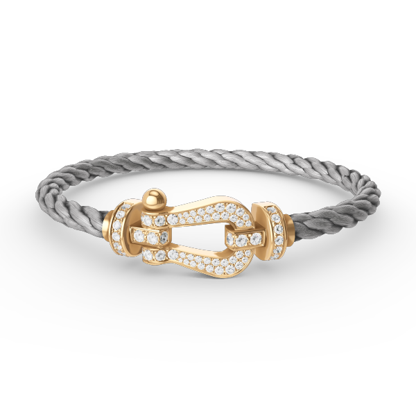 [Zalyn]FORCE LARGE HORSESHOE FULL DIAMOND BRACELET - GOLD