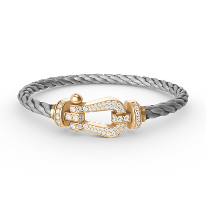[Zalyn]FORCE LARGE HORSESHOE FULL DIAMOND BRACELET - GOLD