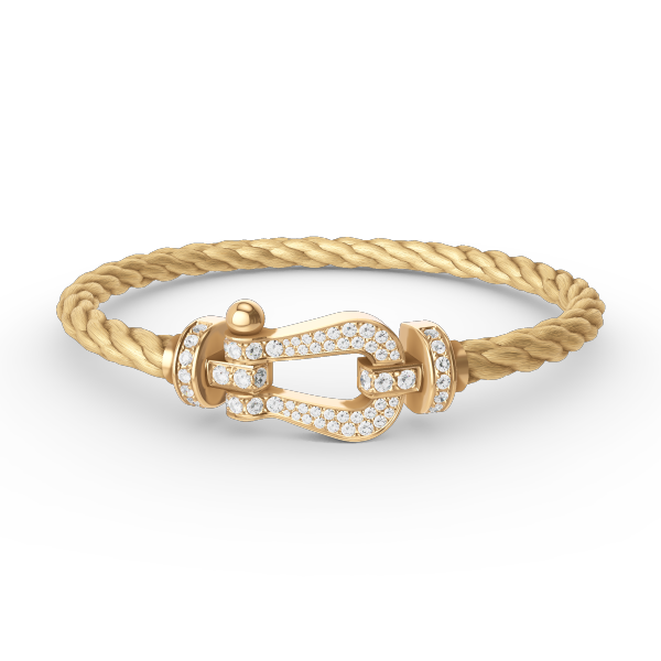 [Zalyn]FORCE LARGE HORSESHOE FULL DIAMOND BRACELET - GOLD