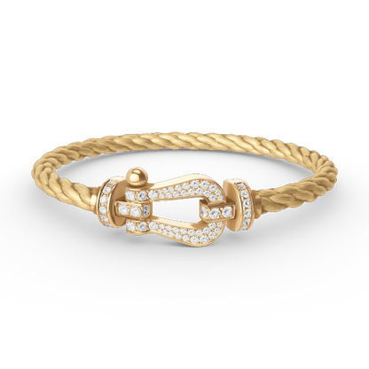 [Zalyn]FORCE LARGE HORSESHOE FULL DIAMOND BRACELET - GOLD