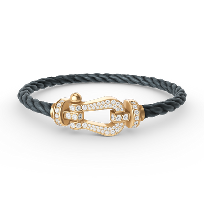 [Zalyn]FORCE LARGE HORSESHOE FULL DIAMOND BRACELET - GOLD