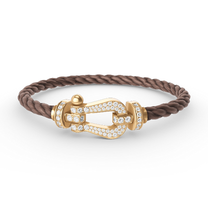 [Zalyn]FORCE LARGE HORSESHOE FULL DIAMOND BRACELET - GOLD