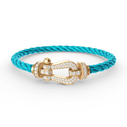 [Zalyn]FORCE LARGE HORSESHOE FULL DIAMOND BRACELET - GOLD