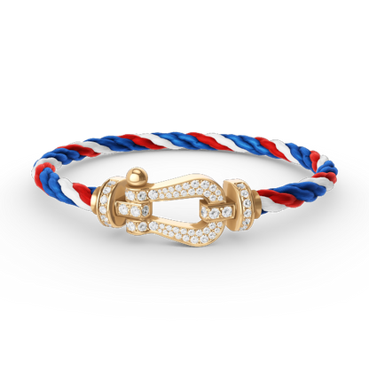 [Zalyn]FORCE LARGE HORSESHOE FULL DIAMOND BRACELET - GOLD