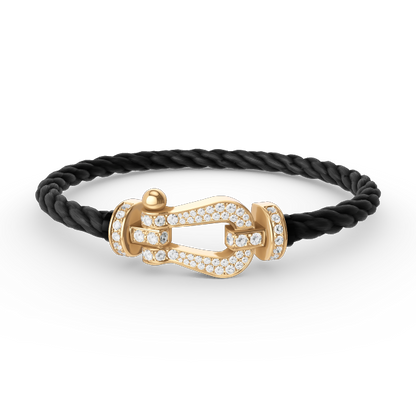 [Zalyn]FORCE LARGE HORSESHOE FULL DIAMOND BRACELET - GOLD