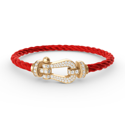 [Zalyn]FORCE LARGE HORSESHOE FULL DIAMOND BRACELET - GOLD