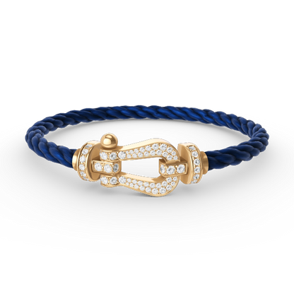 [Zalyn]FORCE LARGE HORSESHOE FULL DIAMOND BRACELET - GOLD
