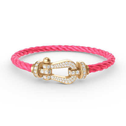 [Zalyn]FORCE LARGE HORSESHOE FULL DIAMOND BRACELET - GOLD