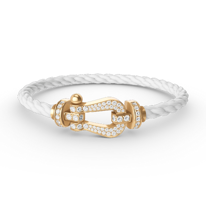 [Zalyn]FORCE LARGE HORSESHOE FULL DIAMOND BRACELET - GOLD